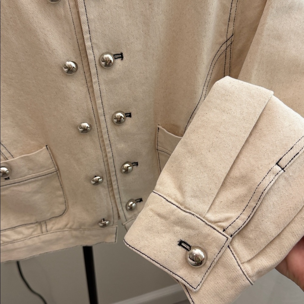 FAITH NAOMI Whitney Cropped Jacket Cream Silver Buttons Medium SOLD OUT NEW - Picture 10 of 11